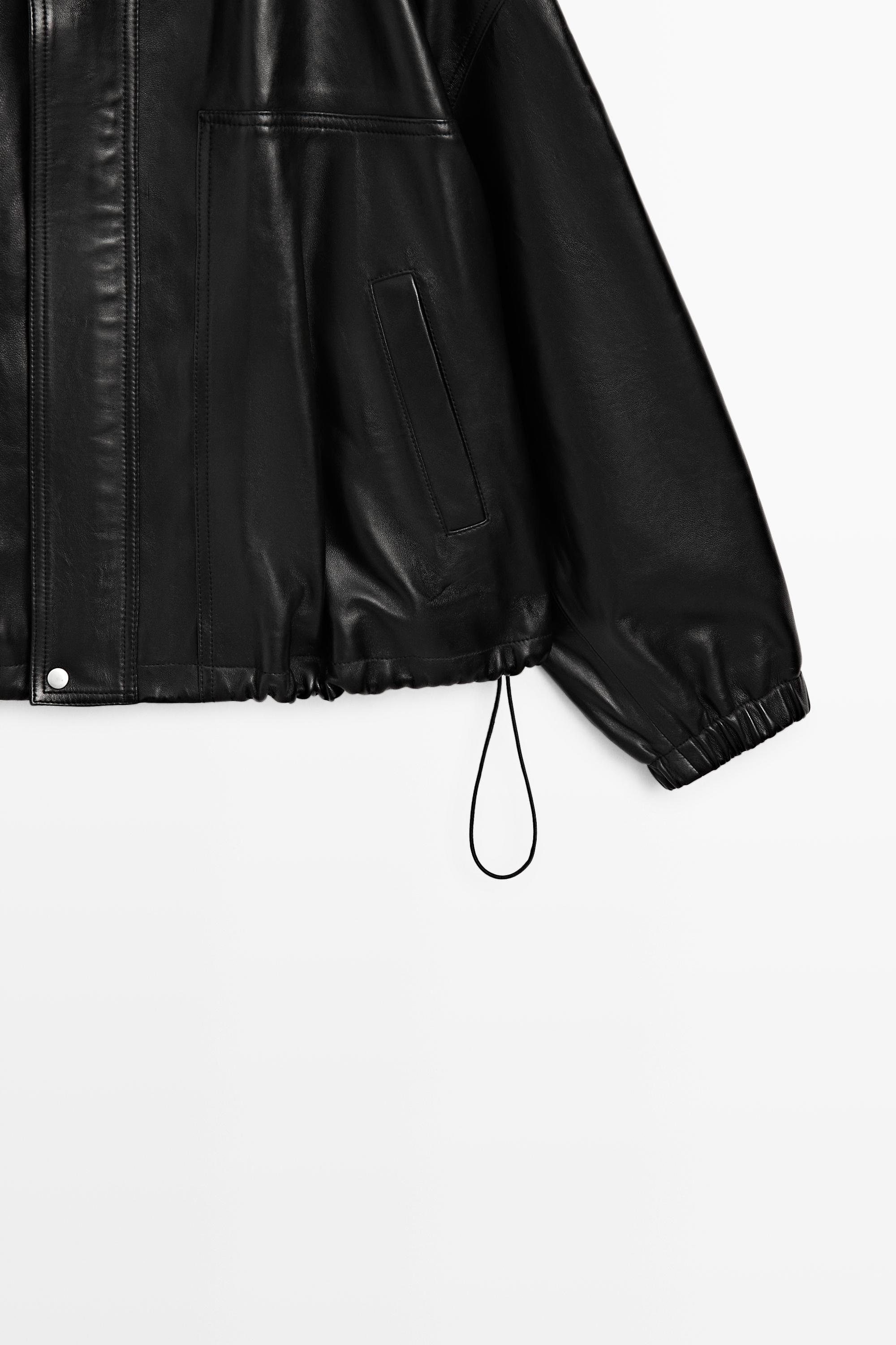 Veste bomber en cuir nappa